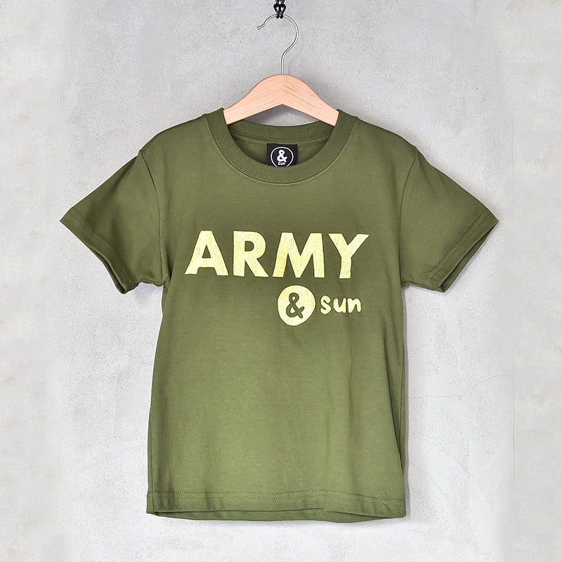 ARMY&sun　Tシャツ　シティーグリーン×イエローロゴ