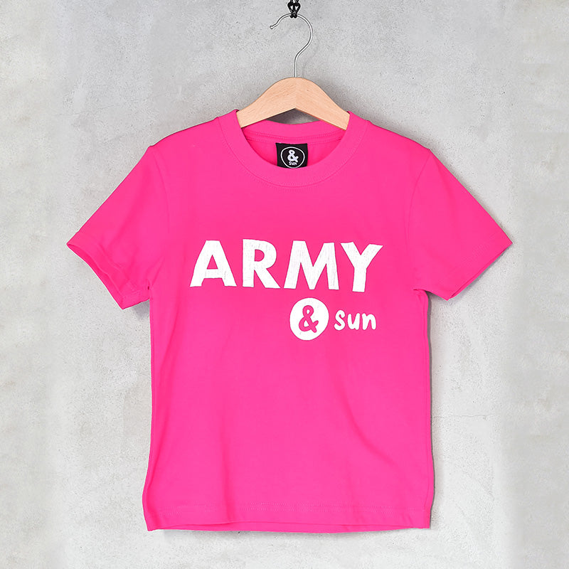 ARMY&sun　Tシャツ　トロピカルピンク×ホワイトロゴ