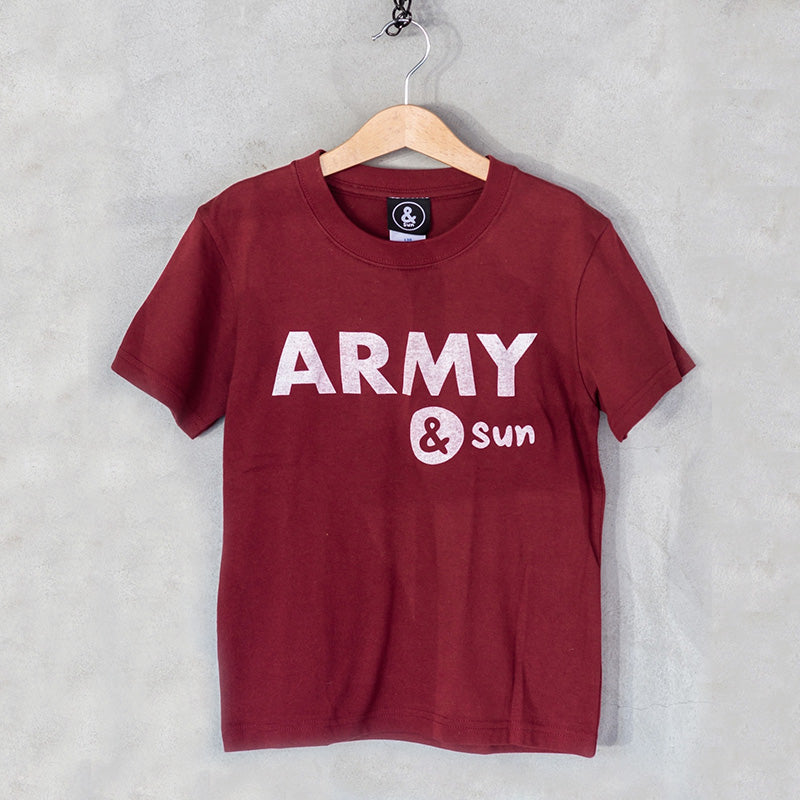 ARMY&sun　Tシャツ　バーガンディー×ホワイトロゴ